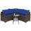 Costway 74825391 4 Pieces Patio Rattan Furniture Set Cushioned Sofa Glass Table-Navy