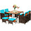 Costway 54106273 9 Pieces Patio Rattan Dining Cushioned Chairs Set-Turquoise