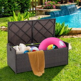 Costway 59831742 34 Gallon Patio Storage Bench with Seat Cushion and Zippered Liner