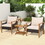 Costway 67298541 3 Pieces Patio Wicker Furniture Set with 2-Tier Side Table and Cushioned Armchairs-Natural