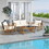 Costway 85146379 4 Pieces Patio Rattan Conversation Set with Seat and Back Cushions-Off White