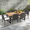 Costway 92785136 7 Pieces Patio Rattan Dining Set with Umbrella Hole-L-shaped Handrail