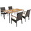 Costway 43572918 5 Pieces Patio Wicker Cushioned Dining Set with Wood Armrest and Umbrella Hole