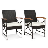 Costway Set of 2/4 Patio Wicker Dining Chairs with Soft Zippered Cushion-Set of 2