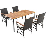 Costway 5/7-Piece Outdoor Dining Set with Acacia Wood Table-4-5 Pieces