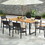 Costway 63294857 6-Person Acacia Wood Outdoor Dining Table with 2 Inch Umbrella Hole