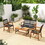 Costway 47815269 4 Pieces Acacia Wood Patio Conversation Table and Chair Set with Hand Woven Rope