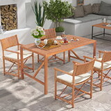 Costway 34219786 55 Inch Patio Rectangular Acacia Wood Dining Table with Umbrella Hole