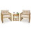 Costway 89176435 3 Pieces Patio PE Wicker Conversation Set with Acacia Wood Frame and Cushions-Beige