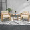 Costway 89176435 3 Pieces Patio PE Wicker Conversation Set with Acacia Wood Frame and Cushions-Beige