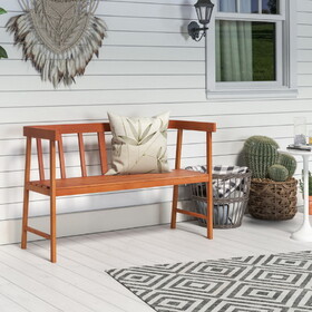 Costway 12547986 Outdoor Acacia Wood Bench with Backrest and Armrests