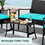Costway 57916342 4 Pieces Rattan Conversation Set with Tempered Glass Coffee Table-Turquoise