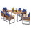 Costway 69432185 7 Pieces Patio Acacia Wood Dining Chair and Table Set for Backyard and Poolside-Navy