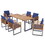 Costway 69432185 7 Pieces Patio Acacia Wood Dining Chair and Table Set for Backyard and Poolside-Navy