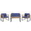 Costway 84516792 4 Piece Patio Acacia Wood Conversation Set with Soft Seat-Navy