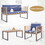 Costway 84516792 4 Piece Patio Acacia Wood Conversation Set with Soft Seat-Navy