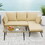 Costway 49613852 3 Pieces L-Shaped Patio Sofa with Cushions and Tempered Glass Table-Beige