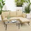 Costway 49613852 3 Pieces L-Shaped Patio Sofa with Cushions and Tempered Glass Table-Beige