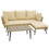 Costway 49613852 3 Pieces L-Shaped Patio Sofa with Cushions and Tempered Glass Table-Beige