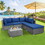 Costway 41268379 6 Pieces Outdoor Rattan Sofa Set with Seat and Back Cushions-Navy