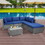 Costway 41268379 6 Pieces Outdoor Rattan Sofa Set with Seat and Back Cushions-Navy