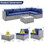 Costway 92513648 6 Piece Patio Conversation Sofa Set with Tempered Glass Coffee Table-Navy
