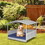 Costway 71958643 Wicker Dog House with Waterproof Roof and Washable Cushion Cover-Navy