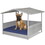 Costway 71958643 Wicker Dog House with Waterproof Roof and Washable Cushion Cover-Navy