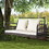 Costway 96371582 880LBS Wicker Hanging Porch Swing with Cushions-White