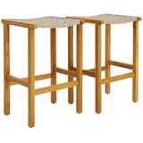 Costway Patio Wood Bar Stools Set of 2/4-2Pieces