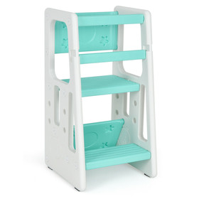 Costway 86791025 Kids Kitchen Step Stool with Double Safety Rails -Green