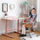 Costway 64018973 32 x 24 Inches Height Adjustable Desk with Hand Crank Adjusting for Kids-Pink