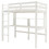 Costway 89521376 Twin Size Solid Wood Slatted Loft Bed Frame with Safety Guardrail for Kid-White