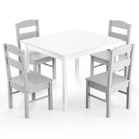 Costway 52439706 Kids 5 Pieces Table and Chair Set Wooden Children Activity Playroom Furniture Gift-White