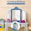 Costway 71820349 Princess Vanity Table and Chair Set with Tri-Folding Mirror and Snowflake Print-Blue