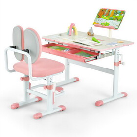 Costway Height-Adjustable Kid's Study Desk and Chair Set-Blue Wholesale ...