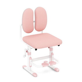Costway Ergonomic Height-adjustable Kids Study Chair with Double Back Support-Pink