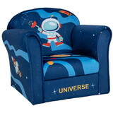 Costway Toddler Upholstered Armchair with Solid Wooden Frame and High-density Sponge Filling-Multicolor