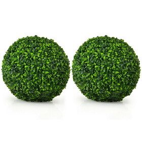 Costway 2 Pieces 15.7 Inch Artificial Boxwood Topiary Ball Tree Set
