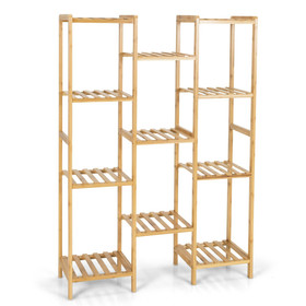 Costway 96714852 9/11-Tier Bamboo Plant Stand for Living Room Balcony Garden-11-Tier