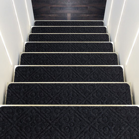 Costway 81396254 15Pcs Indoor Non-Slip Stair Carpet Mats for Wooden Steps-Gray