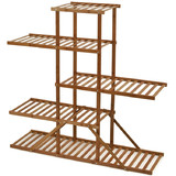 Costway 03984157 5-tier 10 Potted Bamboo Plant Stand-Brown