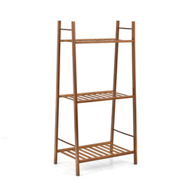 Costway 83126709 3 Tiers Vertical Bamboo Plant Stand-Brown