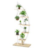 Costway 87362149 6-Tier 9 Potted Metal Plant Stand Holder Display Shelf with Hook-White