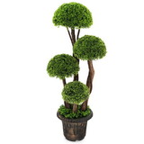 Costway 15246798 3 Feet Decorative Artificial Cedar Topiary Tree with Rattan Trunk