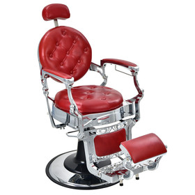 Costway 38204976 Vintage Barber Chair with Adjustable Height and Headrest-Red