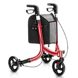 Costway 35026189 3-Wheel Rolling Walker with Adjustable Handle-Red