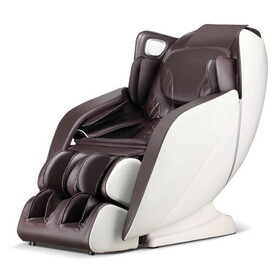 Costway Full Body Zero Gravity Massage Chair with SL Track Airbags Heating-Brown