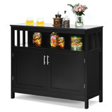 Costway 80273651 Kitchen Buffet Server Sideboard Storage Cabinet with 2 Doors and Shelf-Black