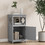 Costway 46923187 Bathroom Floor Cabinet Side Storage Organizer with Open Shelf and Single Door-Gray